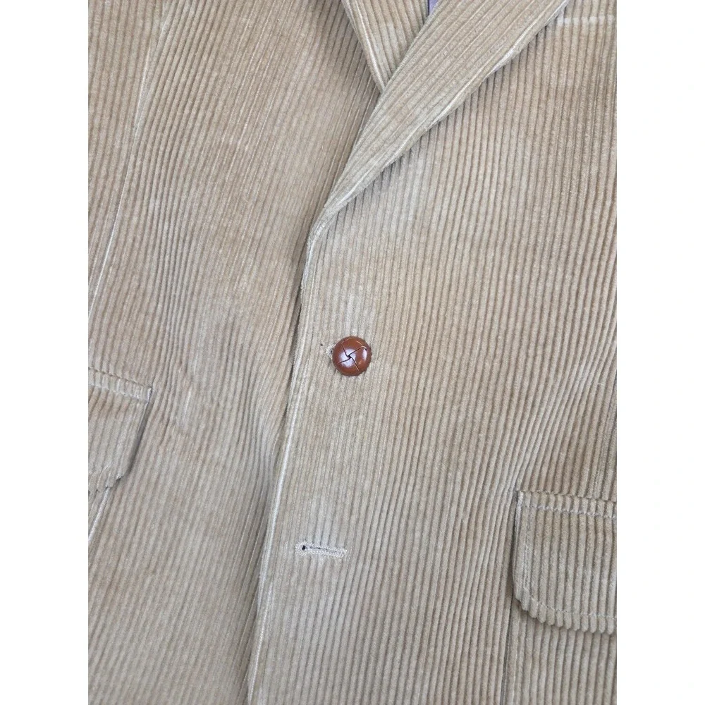 Vtg English‎ Manor Corduroy Suede Elbow Patch Sport Coat Blazer Tan Men's 42R